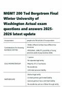 MGMT 200 Final Exam &ndash; Tod Bergstrom Winter 2026 University of Washington &lpar;Actual Questions & Answers&rpar;
