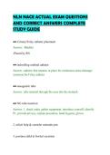 NLN NACE ACTUAL EXAM QUESTIONS&NewLine;AND CORRECT ANSWERS COMPLETE&NewLine;STUDY GUIDE&NewLine;