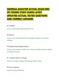 GEORGIA ADJUSTER ACTUAL EXAM END&NewLine;OF COURSE STUDY GUIDE LATEST&NewLine;UPDATED ACTUAL TESTED QUESTIONS&NewLine;AND CORRECT ANSWERS&NewLine;