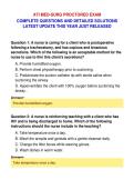 ATI MED-SURG PROCTORED EXAM&NewLine;COMPLETE QUESTIONS AND DETAILED SOLUTIONS&NewLine;LATEST UPDATE THIS YEAR JUST RELEASED