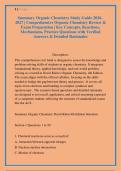 Summary Organic Chemistry Study Guide 2026&NewLine;2027 &vert; Comprehensive Organic Chemistry Review & &NewLine;Exam Preparation &vert; Key Concepts&comma; Reactions&comma; &NewLine;Mechanisms&comma; Practice Questions with Verified &NewLine;Answers & Detailed Rationales 