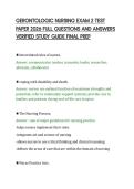 GERONTOLOGIC NURSING EXAM 2 TEST&NewLine;PAPER 2026 FULL QUESTIONS AND ANSWERS&NewLine;VERIFIED STUDY GUIDE FINAL PREP&NewLine;