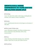 GERONTOLOGICAL NURSING&NewLine;COMPREHENSIVE TEST PAPER QUESTIONS&NewLine;AND SOLUTIONS GRADED APLUS