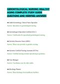 GERONTOLOGICAL NURSING HEALTHY&NewLine;AGING COMPLETE STUDY GUIDE&NewLine;QUESTIONS AND VERIFIED ANSWERS&NewLine;