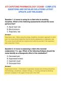 ATI CAPSTONE PHARMACOLOGY 2 EXAM - COMPLETE&NewLine;QUESTIONS AND DETAILED SOLUTIONS LATEST&NewLine;UPDATE JUST RELEASED