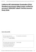 California ARF Administrator Examination EXAM Questions and Answers &lpar;latest version verified for accuracy&rpar; &vert; 20262027 Latest&excl;&excl; &lpar;Verified Answers&rpar; Study Guide&NewLine;