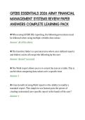 GFEBS ESSENTIALS 2026 ARMY FINANCIAL&NewLine;MANAGEMENT SYSTEMS REVIEW PAPER&NewLine;ANSWERS COMPLETE LEARNING PACK&NewLine;