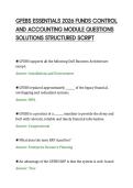 GFEBS ESSENTIALS 2026 FUNDS CONTROL&NewLine;AND ACCOUNTING MODULE QUESTIONS&NewLine;SOLUTIONS STRUCTURED SCRIPT&NewLine;