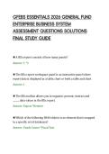 GFEBS ESSENTIALS 2026 GENERAL FUND&NewLine;ENTERPRISE BUSINESS SYSTEM&NewLine;ASSESSMENT QUESTIONS SOLUTIONS&NewLine;FINAL STUDY GUIDE&NewLine;