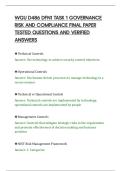 WGU D486 DFN1 TASK 1 GOVERNANCE&NewLine;RISK AND COMPLIANCE FINAL PAPER&NewLine;TESTED QUESTIONS AND VERIFIED&NewLine;ANSWERS