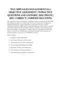 WGU D099 SALES MANAGEMENT OA &vert;&NewLine;OBJECTIVE ASSESSMENT &vert; 70 PRACTICE&NewLine;QUESTIONS AND ANSWERS &vert; 2026 UPDATE &vert;&NewLine;100&percnt; CORRECT &vert; VERIFIED SOLUTIONS&NewLine;