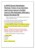 LADWP Electric Distribution &NewLine;Mechanic Trainee Exam Questions &NewLine;And Correct Answers &lpar;Verified &NewLine;Answers&rpar; Plus Rationales 2026 Q&A &vert; &NewLine;Instant Download Pdf 