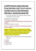 LADWP Electric Station Operator &NewLine;Exam Questions And Correct Answers &NewLine;&lpar;Verified Answers&rpar; Plus Rationales &NewLine;2026 Q&A &vert; Instant Download Pdf 