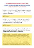 ATI MATERNAL NEWBORN PROCTORED EXAM&NewLine;COMPLETE QUESTIONS AND DETAILED SOLUTIONS&NewLine;LATEST UPDATE THIS YEAR JUST RELEASED