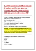 LADWP Electrical Craft Helper Exam &NewLine;Questions And Correct Answers &NewLine;&lpar;Verified Answers&rpar; Plus Rationales &NewLine;2026 Q&A &vert; Instant Download Pdf 