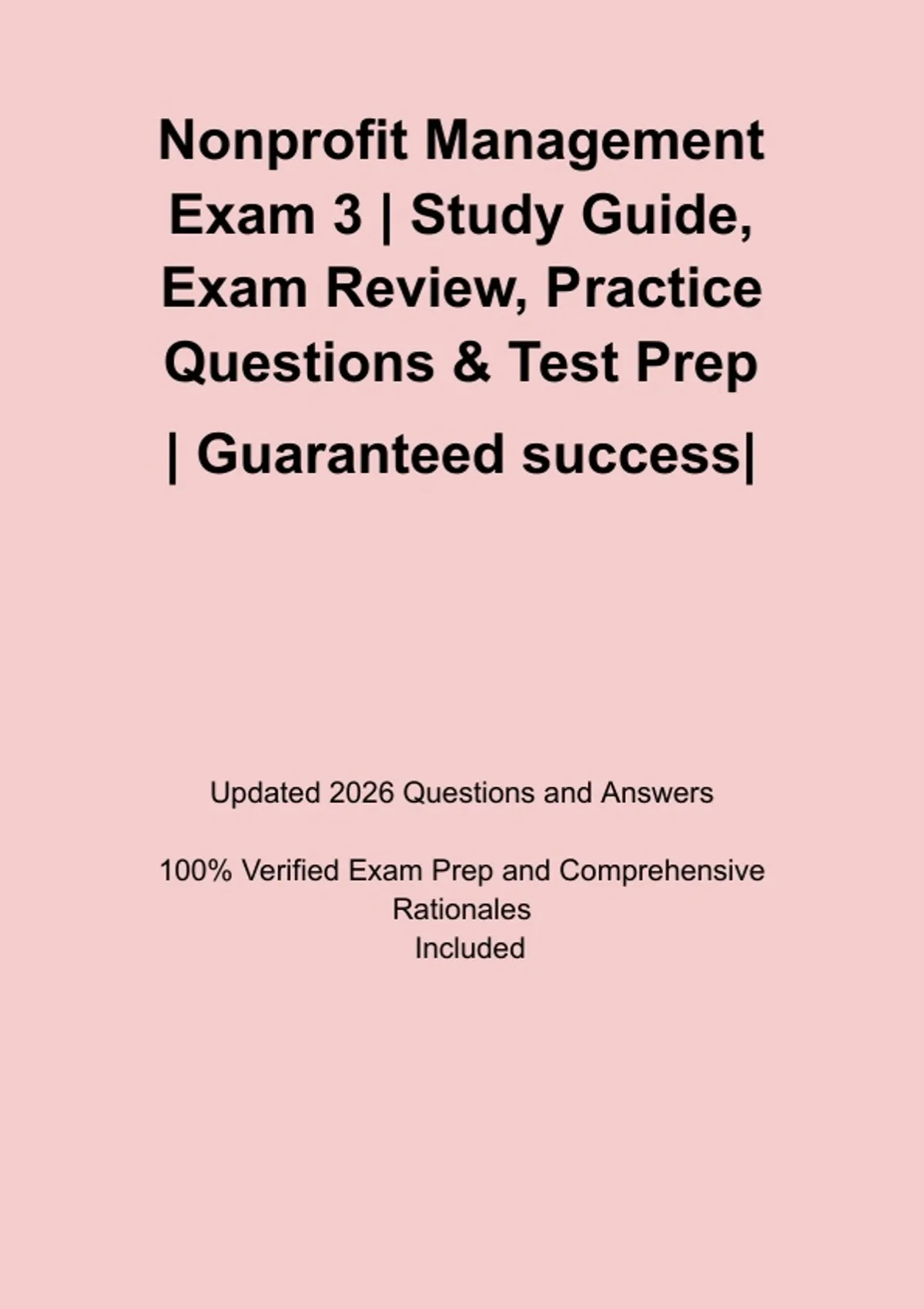 Nonprofit Management Exam 3 | Study Guide, Exam Review, Practice ...