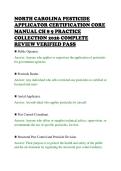 NORTH CAROLINA PESTICIDE&NewLine;APPLICATOR CERTIFICATION CORE&NewLine;MANUAL CH 8 9 PRACTICE&NewLine;COLLECTION 2026 COMPLETE&NewLine;REVIEW VERIFIED PASS&NewLine;