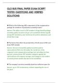 GLO BUS FINAL PAPER EXAM SCRIPT&NewLine;TESTED QUESTIONS AND VERIFIED&NewLine;SOLUTIONS