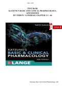 Test Bank - Basic and Clinical Pharmacology&comma; 16th Edition &lpar;Katzung&rpar; &ndash; All 66 Chapters