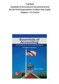 TEST BANK for Essentials of Accounting for Governmental and Not-for-Profit Organizations 15 edition Paul Copley All Chapters 1 to 14 Covered