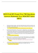HESI RN Exit Exam Over 700 Questions And Answers With Rationales 2026&sol;2027 Latest Update