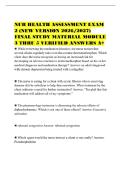 NUR HEALTH ASSESSMENT EXAM&NewLine;2 &lpar;NEW VERSION 2026&sol;2027&rpar;&NewLine;FINAL STUDY MATERIAL MODULE&NewLine;3 THRU 5 VERIFIED ANSWERS A&plus;
