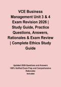 VCE Business Management Unit 3 & 4 Exam Revision 2026 &vert; Study Guide&comma; Practice Questions&comma; Answers&comma; Rationales & Exam Review