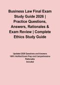 Business Law Final Exam Study Guide 2026 &vert; Practice Questions&comma; Answers&comma; Rationales & Exam Review