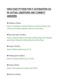 WGU D522 PYTHON FOR IT AUTOMATION OA&NewLine;PA ACTUAL QUESTIONS AND CORRECT&NewLine;ANSWERS