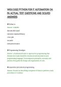 WGU D522 PYTHON FOR IT AUTOMATION OA&NewLine;PA ACTUAL TEST QUESTIONS AND SOLVED&NewLine;ANSWERS
