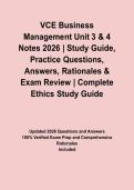 VCE Business Management Unit 3 & 4 Notes 2026 &vert; Study Guide&comma; Practice Questions&comma; Answers&comma; Rationales & Exam Review