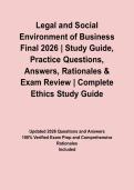 Legal and Social Environment of Business Final 2026 &vert; Study Guide&comma; Practice Questions&comma; Answers&comma; Rationales & Exam Review