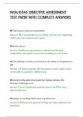 WGU D545 OBJECTIVE ASSESSMENT&NewLine;TEST PAPER WITH COMPLETE ANSWERS