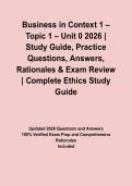 Business in Context 1 &ndash; Topic 1 &ndash; Unit 0 2026 &vert; Study Guide&comma; Practice Questions&comma; Answers&comma; Rationales & Exam Review