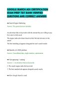 GOOGLE SEARCH ADS CERTIFICATION&NewLine;EXAM PREP TEST BANK VERIFIED&NewLine;QUESTIONS AND CORRECT ANSWERS