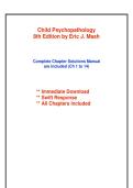 Solution Manual for Child Psychopathology 8th Edition by Eric J&period; Mash&comma; David A&period; Wolfe&comma; Katherine Nguyen Williams &lpar;Chapters 1-14 Complete Answer Guide&rpar; &vert; ISBN&colon; 9780357796580