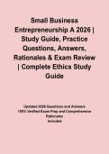 Small Business Entrepreneurship A 2026 &vert; Study Guide&comma; Practice Questions&comma; Answers&comma; Rationales & Exam Review