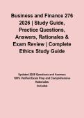Business and Finance 276 2026 &vert; Study Guide&comma; Practice Questions&comma; Answers&comma; Rationales & Exam Review