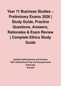 Year 11 Business Studies &ndash; Preliminary Exams 2026 &vert; Study Guide&comma; Practice Questions&comma; Answers&comma; Rationales & Exam Review&NewLine;&NewLine;