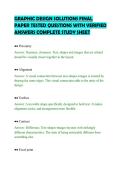 GRAPHIC DESIGN SOLUTIONS FINAL&NewLine;PAPER TESTED QUESTIONS WITH VERIFIED&NewLine;ANSWERS COMPLETE STUDY SHEET&NewLine;