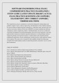 SOFTWARE ENGINEERING FINAL EXAM &vert; COMPREHENSIVE PRACTICE EXAMINATION &vert; STUDY GUIDE &vert; LATEST UPDATE 2026&sol;2027 &vert; ACTUAL EXAM &vert; PRACTICE QUESTIONS AND ANSWERS &vert; EXAM REVIEW &vert; 100&percnt; CORRECT ANSWERS &vert; VERIFIED SOLUTIONS