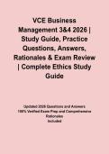 VCE Business Management 3&4 2026 &vert; Study Guide&comma; Practice Questions&comma; Answers&comma; Rationales & Exam Review