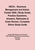 DECA &ndash; Business Management and Admin&period; Cluster 2026 &vert; Study Guide&comma; Practice Questions&comma; Answers&comma; Rationales & Exam Review