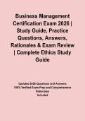 Business Management Certification Exam 2026 &vert; Study Guide&comma; Practice Questions&comma; Answers&comma; Rationales & Exam Review
