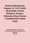 Business Management Chapters 12&comma; 13 & 14 2026 &vert; Study Guide&comma; Practice Questions&comma; Answers&comma; Rationales & Exam Review