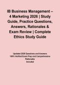 IB Business Management &ndash; 4 Marketing 2026 &vert; Study Guide&comma; Practice Questions&comma; Answers&comma; Rationales & Exam Review
