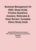 Business Management 3&sol;4 2026 &vert; Study Guide&comma; Practice Questions&comma; Answers&comma; Rationales & Exam Review