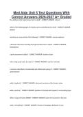 Med Aide Unit 5 Test Questions With &NewLine;Correct Answers 2026-2027 A&plus; Graded 