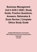 Business Management Unit 4 AOS 2 2026 &vert; Study Guide&comma; Practice Questions&comma; Answers&comma; Rationales & Exam Review