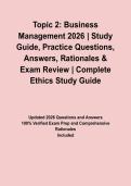 Topic 2&colon; Business Management 2026 &vert; Study Guide&comma; Practice Questions&comma; Answers&comma; Rationales & Exam Review